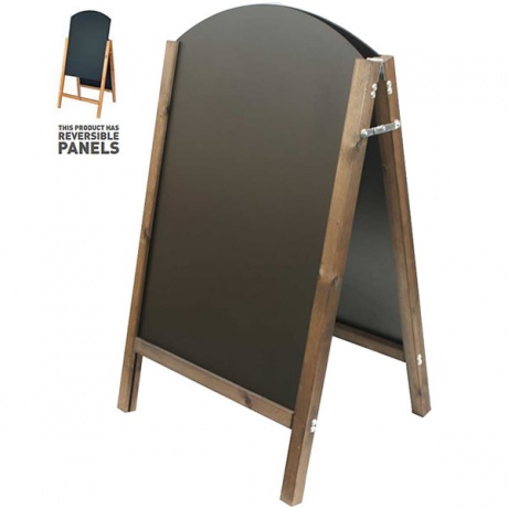 Curved Top Chalkboard A Board with Reversible Panels